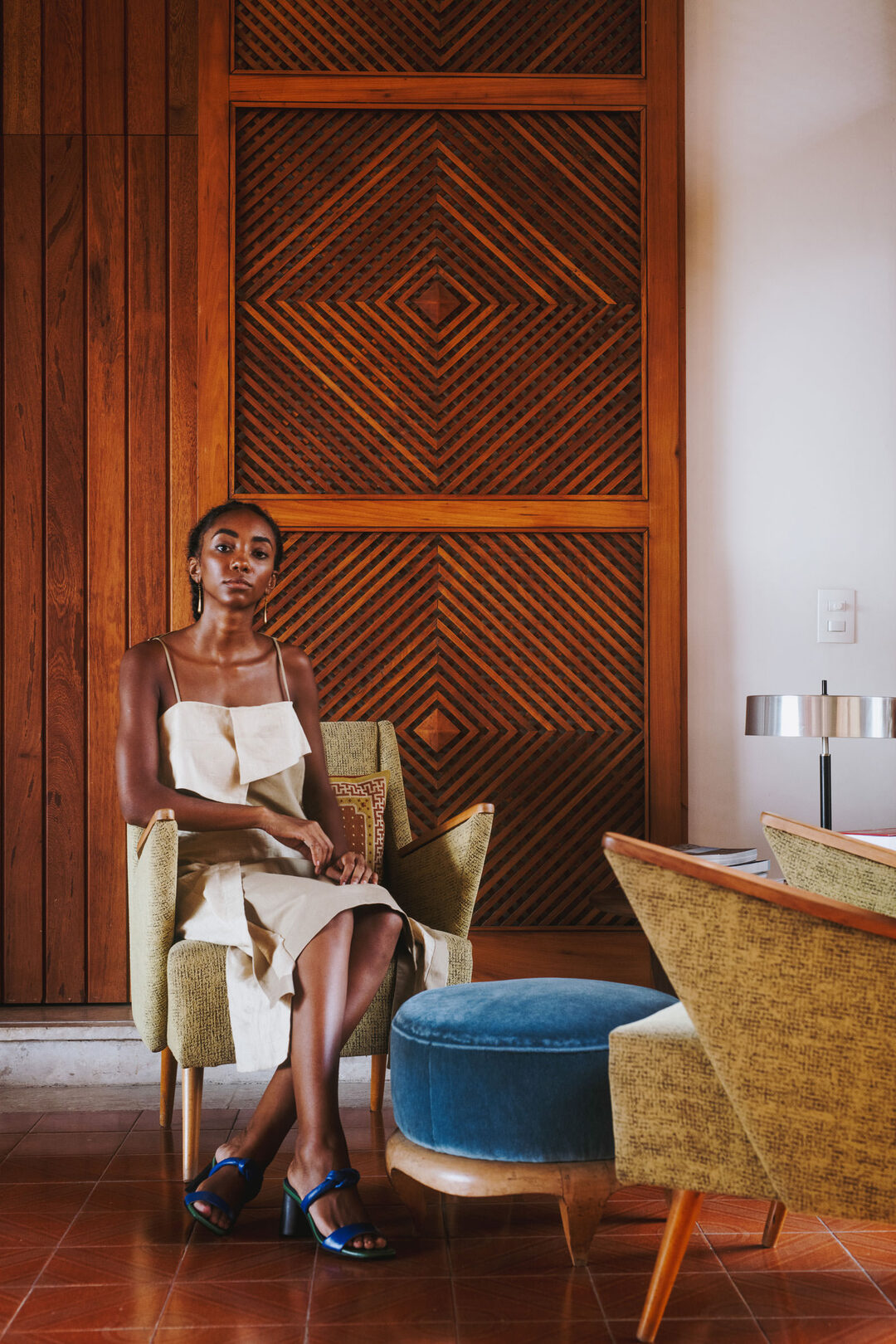 Fashion portrait in the lobby